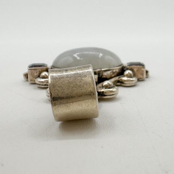 Sterling Silver Moonstone Garnet Pendant Vtg Boho Hippie 90s Multi Gemstone - Picture 10 of 13